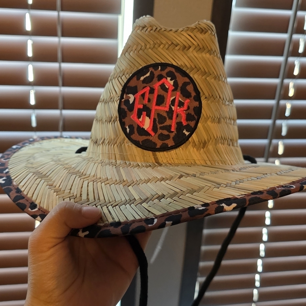 Leopard Print Kids Straw Hat